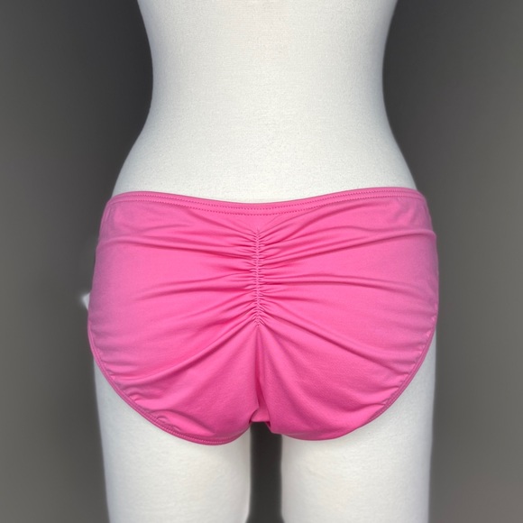 Tommy Bahama Pink Hipster Bikini Bottom Size L 12 Shirred Gathered Solid Basic - Picture 5 of 8